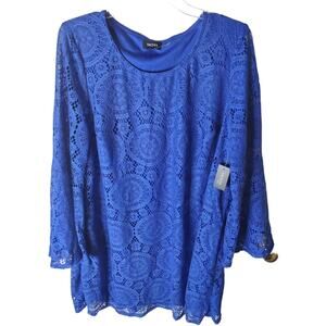 Tacera Blue Lace Shift Dress, NWT, 2X